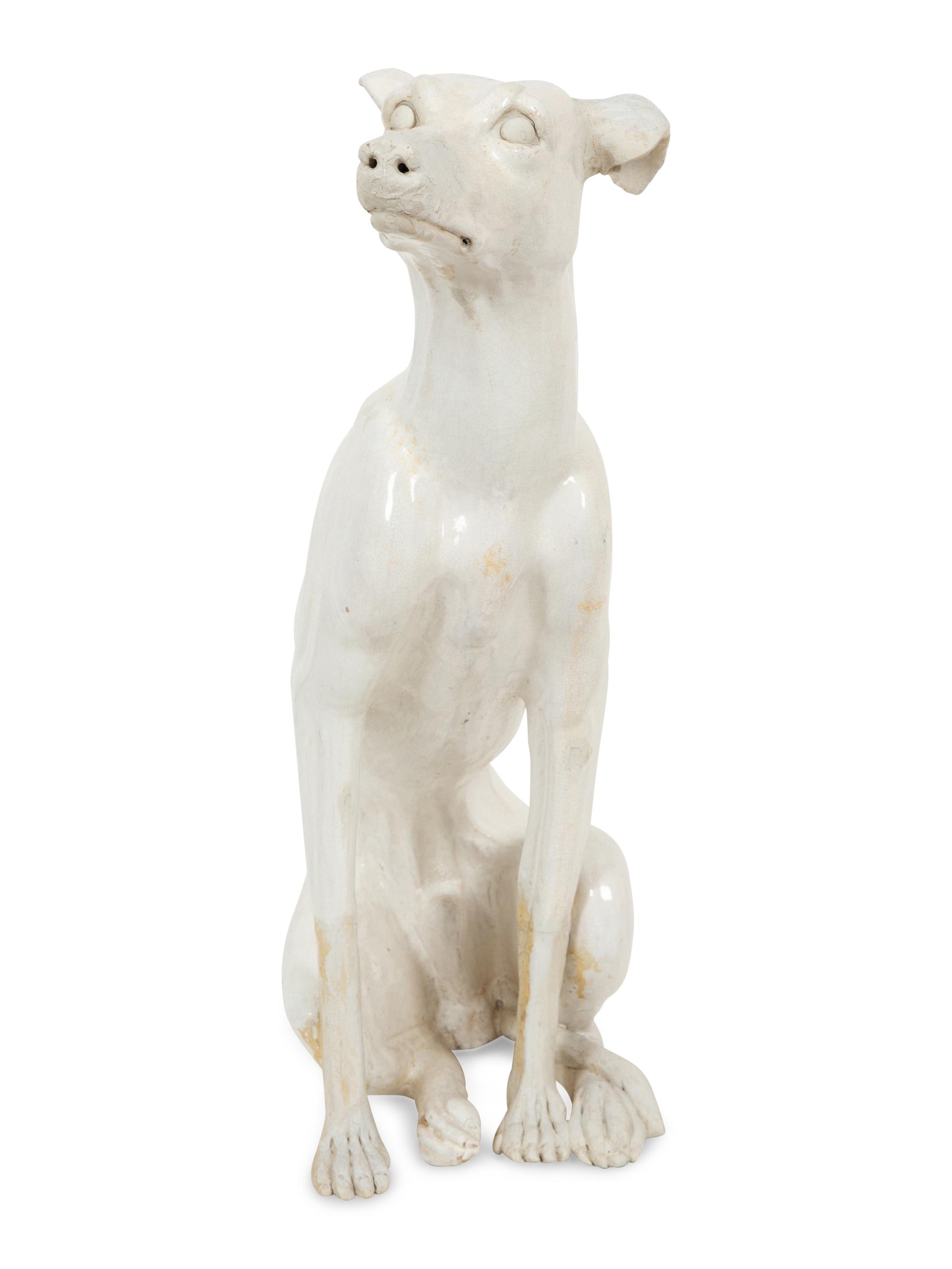 An Italian Glazed Earthenware Greyhound