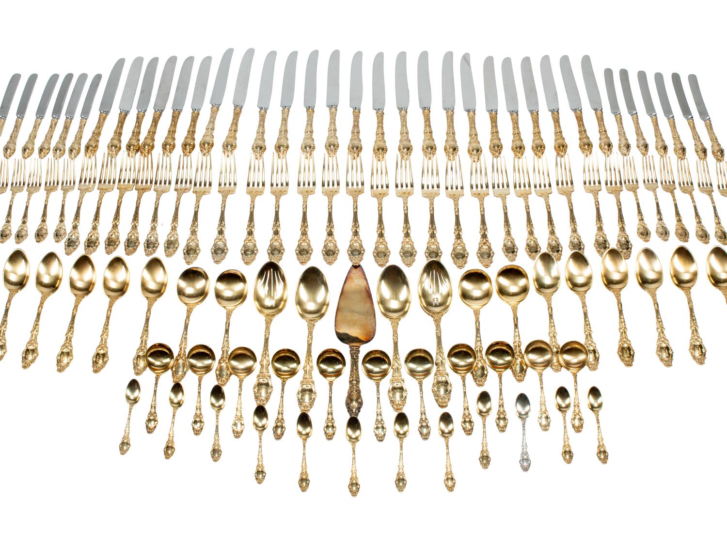 An American Silver-Gilt Flatware Service