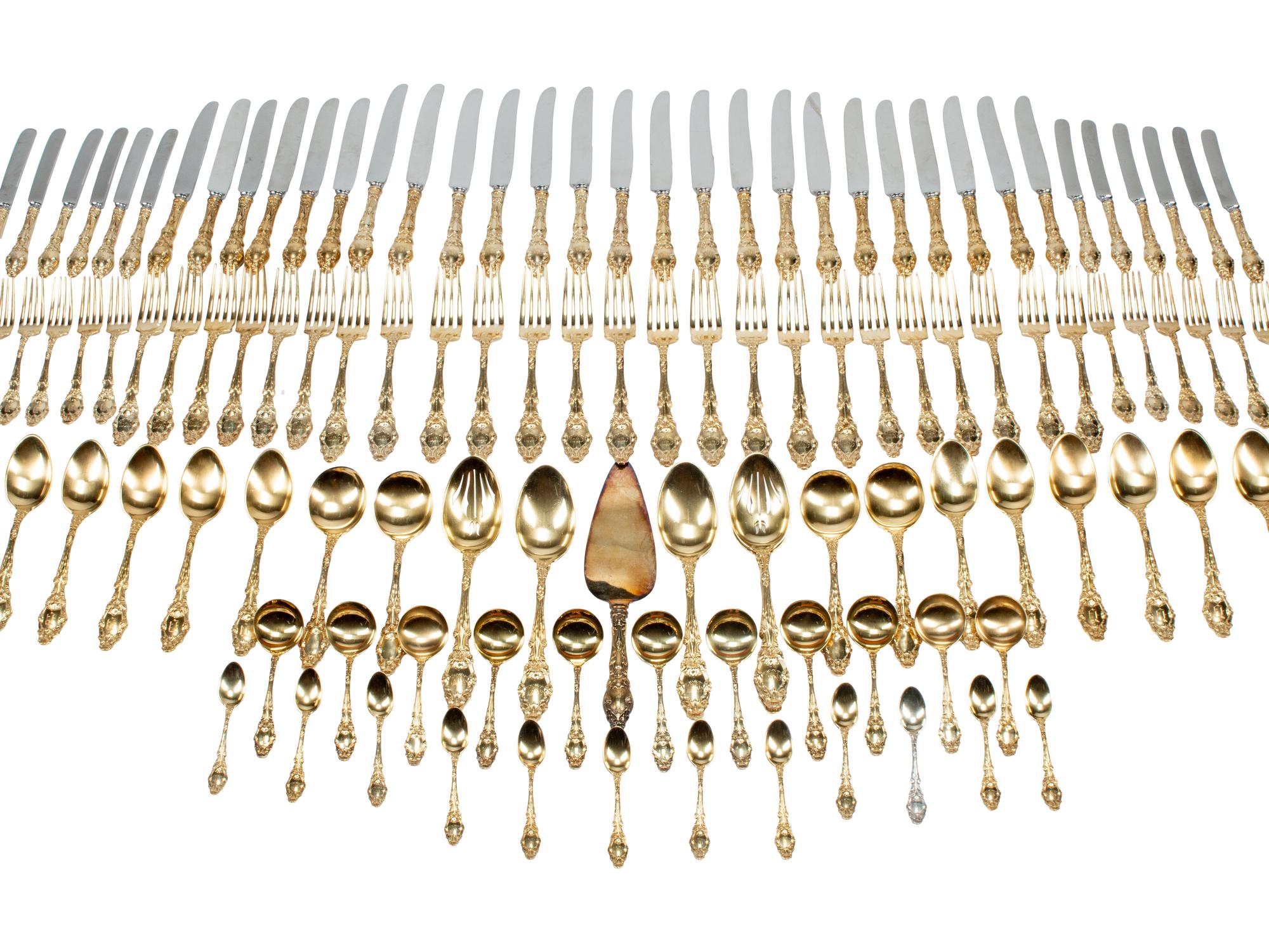 An American Silver-Gilt Flatware Service