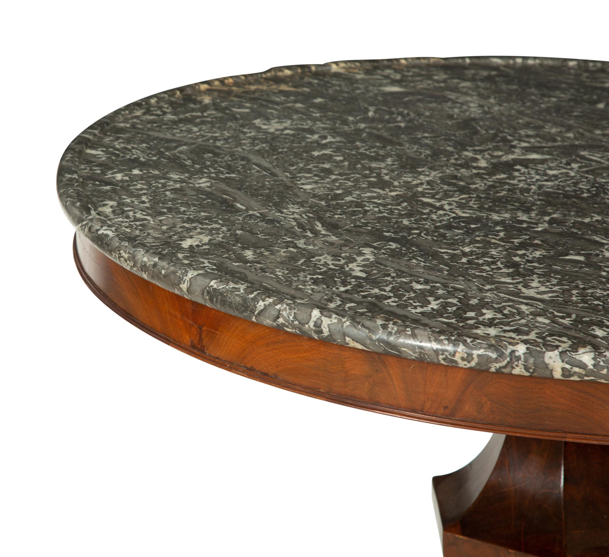 A Restauration Mahogany Marble-Top Center Table