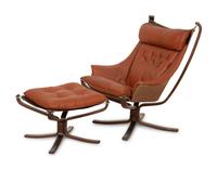 A Falcon Leather Armchair and Ottoman by Sigurd Ressell for Vatne Mobler