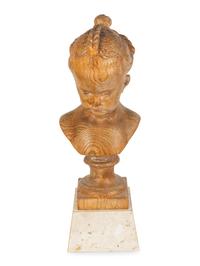 A French Carved Oak Portrait Bust of Young Girl — 20TH CENTURY