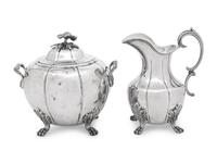 An American Coin Silver Creamer and Covered Sugar Set