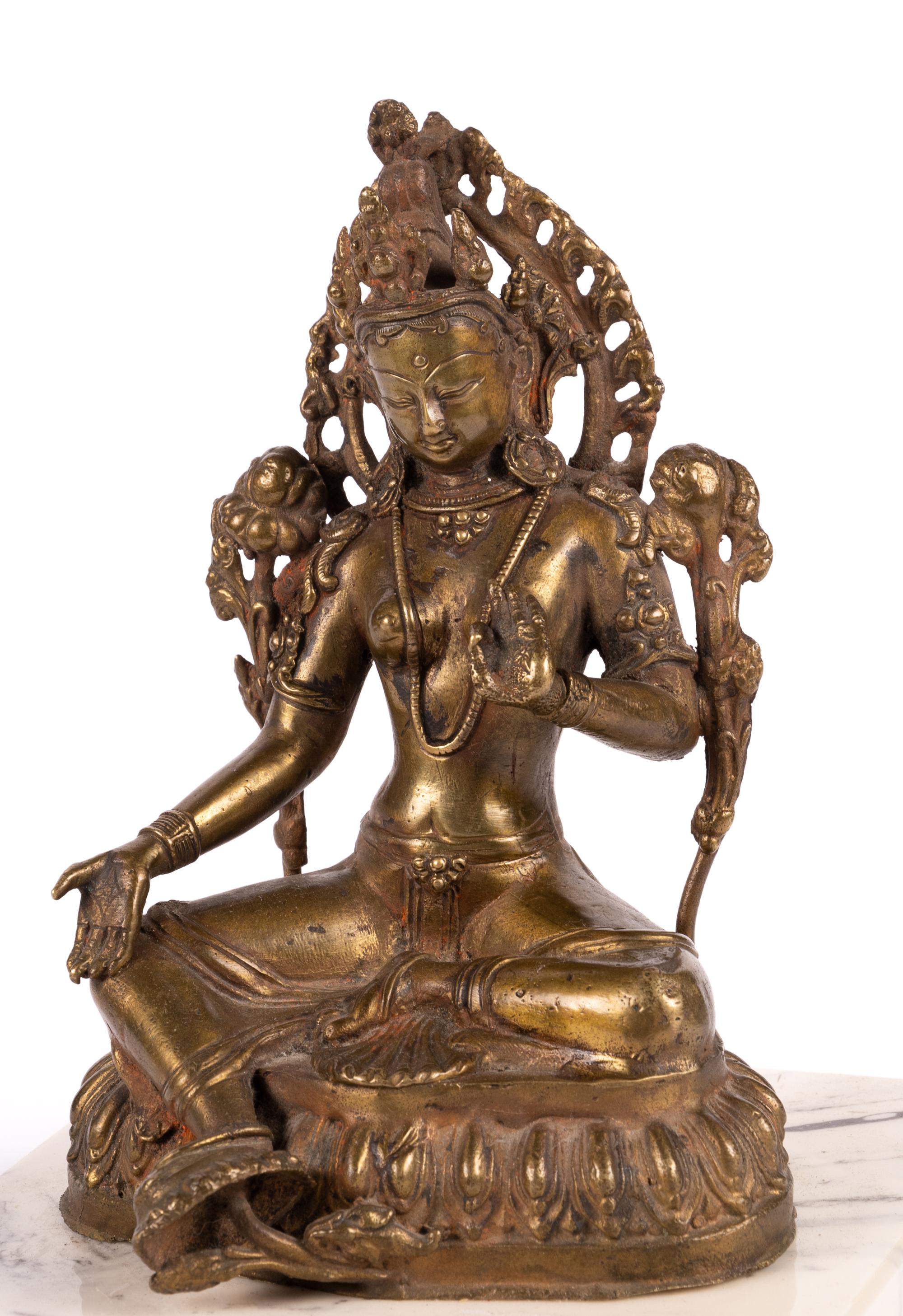 Three Sino-Tibetan and Nepalese Gilt Bronze Figures of Bodhisattva