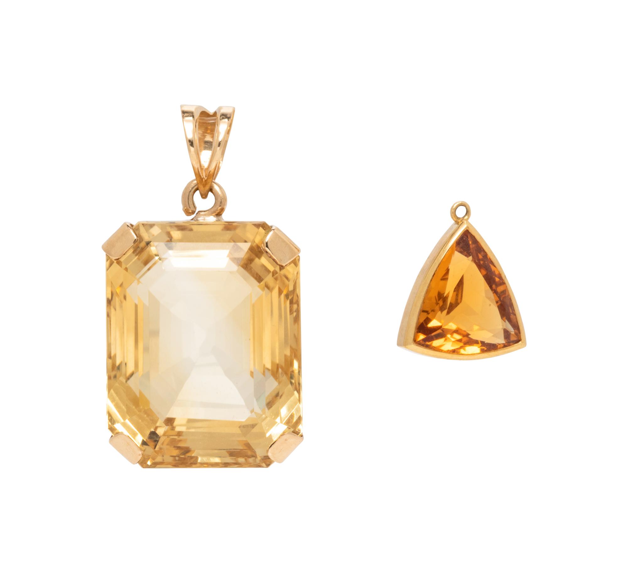 COLLECTION OF YELLOW GOLD AND GEMSTONE PENDANTS