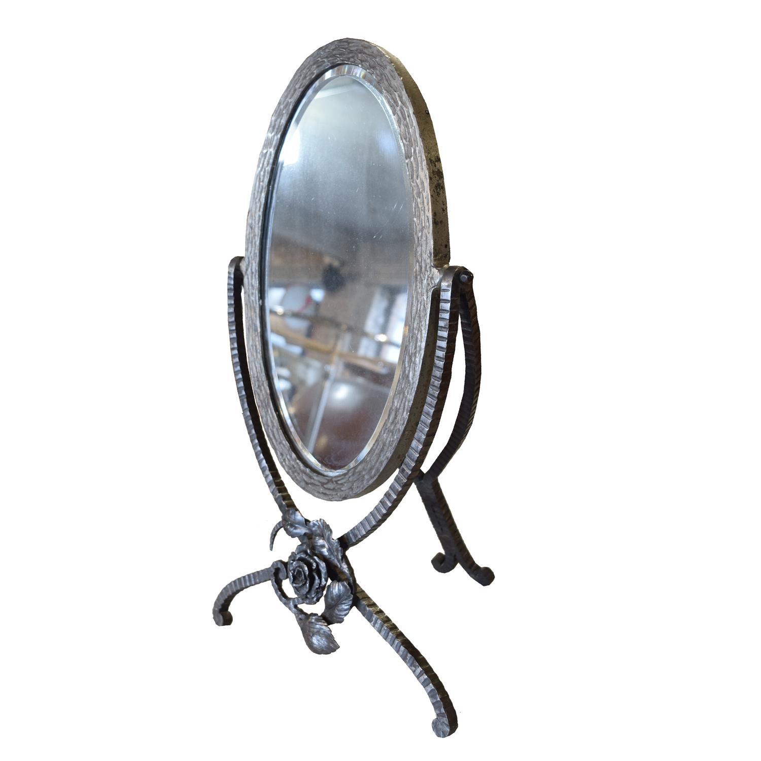 A Fer Forge Vanity Mirror 11.25" W x 7.5" D x 19" H — France, Circa 1920