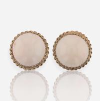 A Three Piece Collection of 14K Yellow Gold and Coral Jewelry