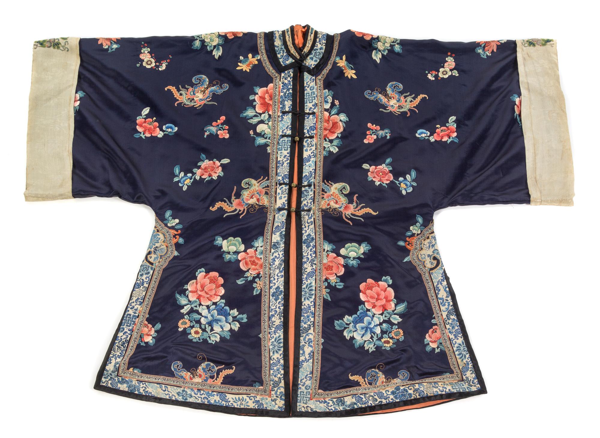 A Chinese Embroidered Silk Lady's Robe LATE QING DYNASTY Height 44 1/4 inches. — LATE QING DYNASTY