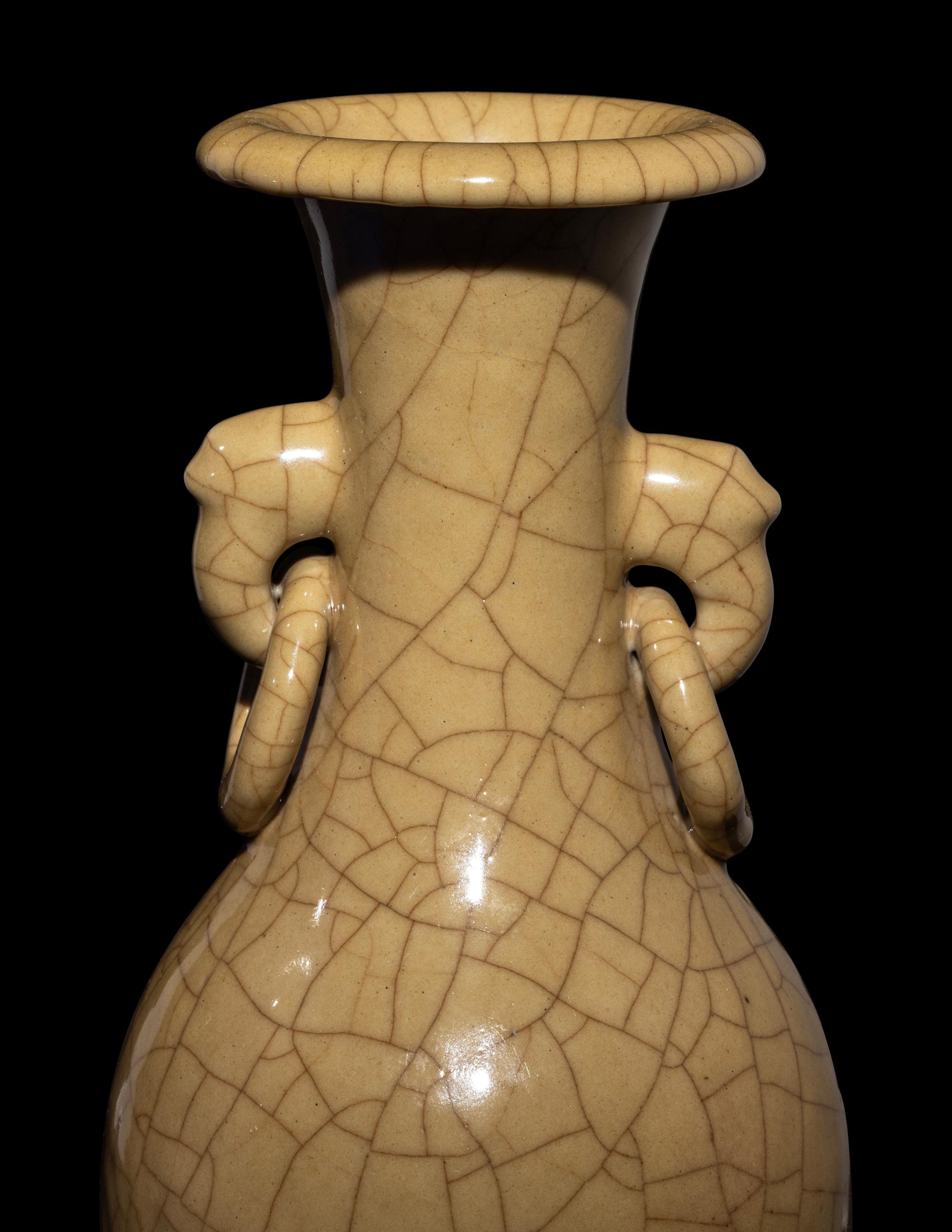 Two Chinese Monochrome Glazed Porcelain Vases