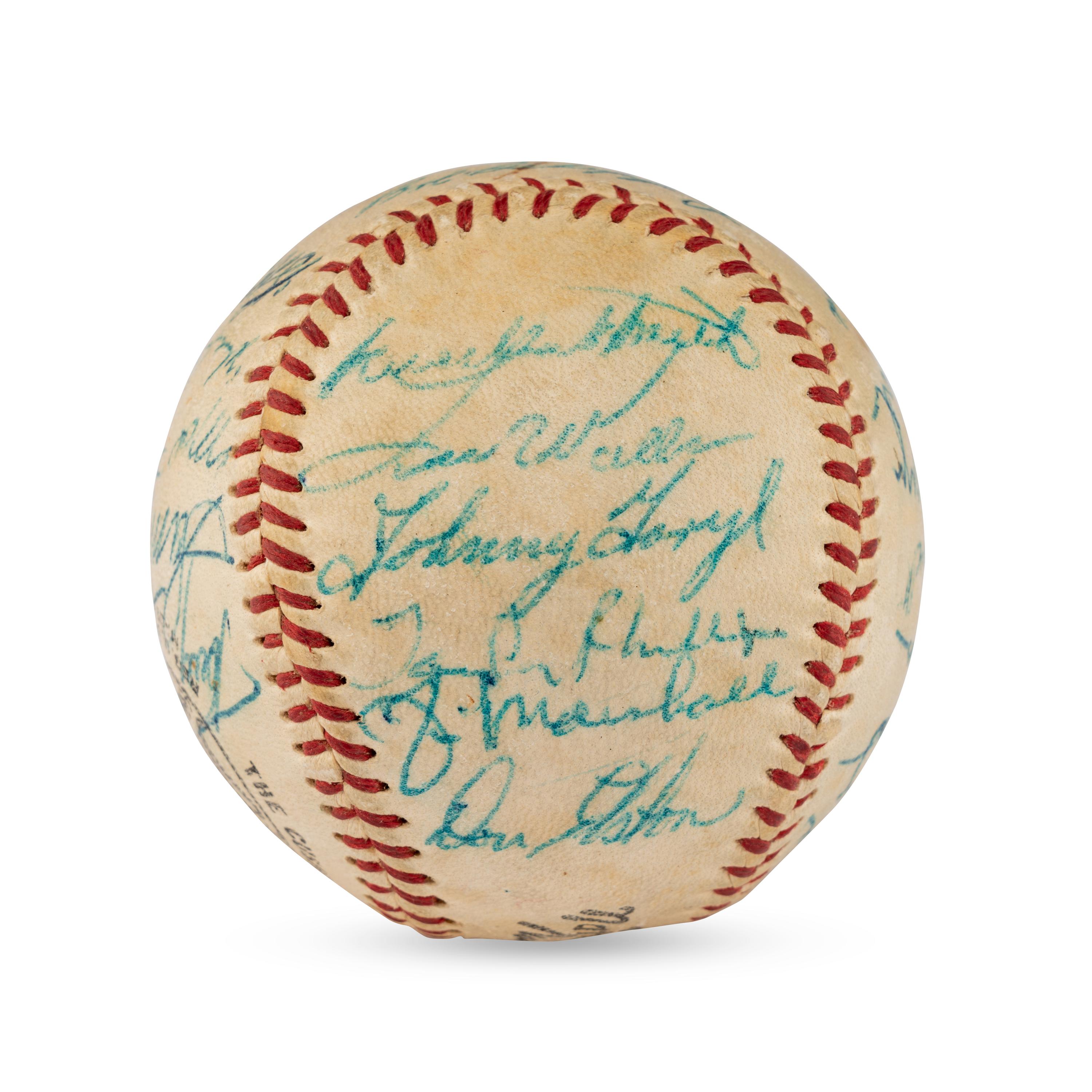 A 1958 Chicago Cubs Team Signed Autograph Baseball (Ernie Banks MVP Season)