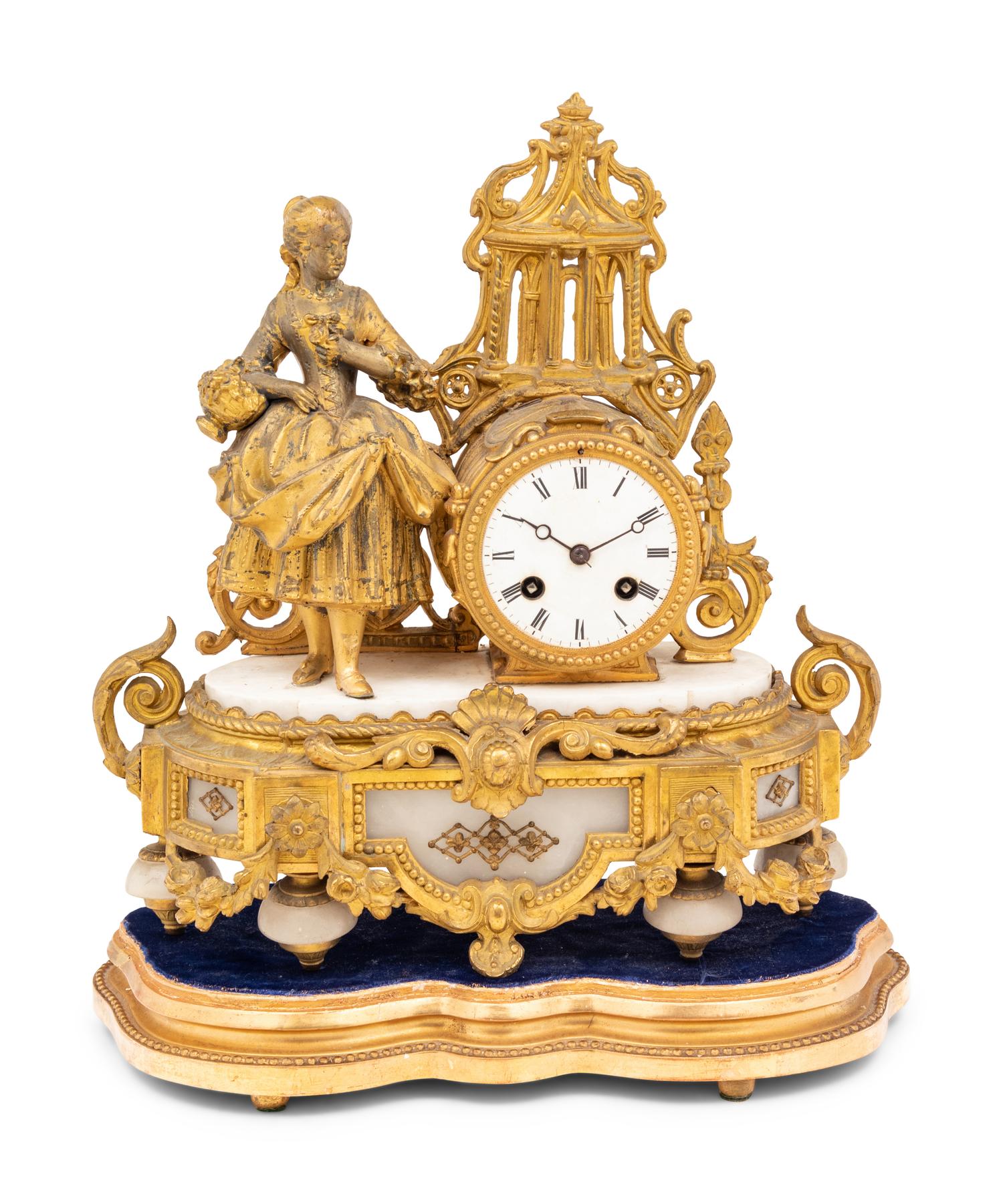 A French Gilt Bronze Figural Mantel Clock by Philippe Mourey (1840-1910)