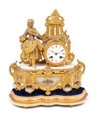 A French Gilt Bronze Figural Mantel Clock by Philippe Mourey (1840-1910)