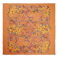 Four Designer Silk Scarves Including Lalique, Gucci, and YSL