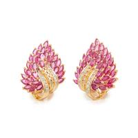 YELLOW GOLD, RUBY, AND DIAMOND EARRINGS