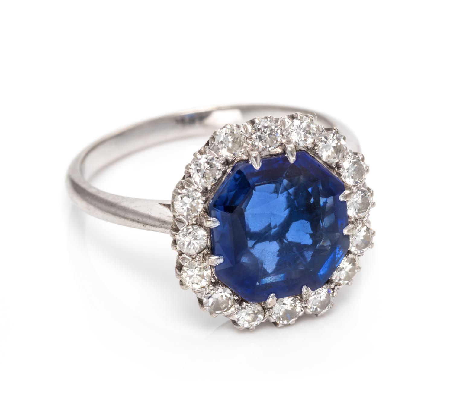 A Platinum, Sapphire and Diamond Ring,