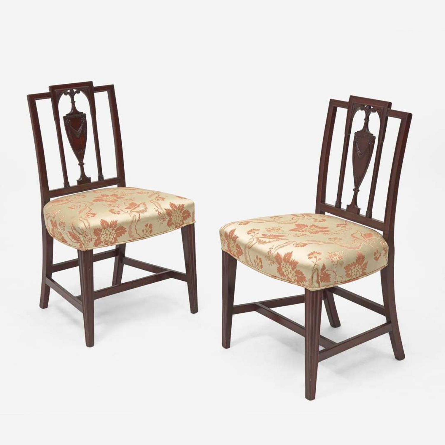 A pair of Federal carved mahogany square-back side chairs Philadelphia, PA, circa 1800
