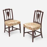 A pair of Federal carved mahogany square-back side chairs Philadelphia, PA, circa 1800