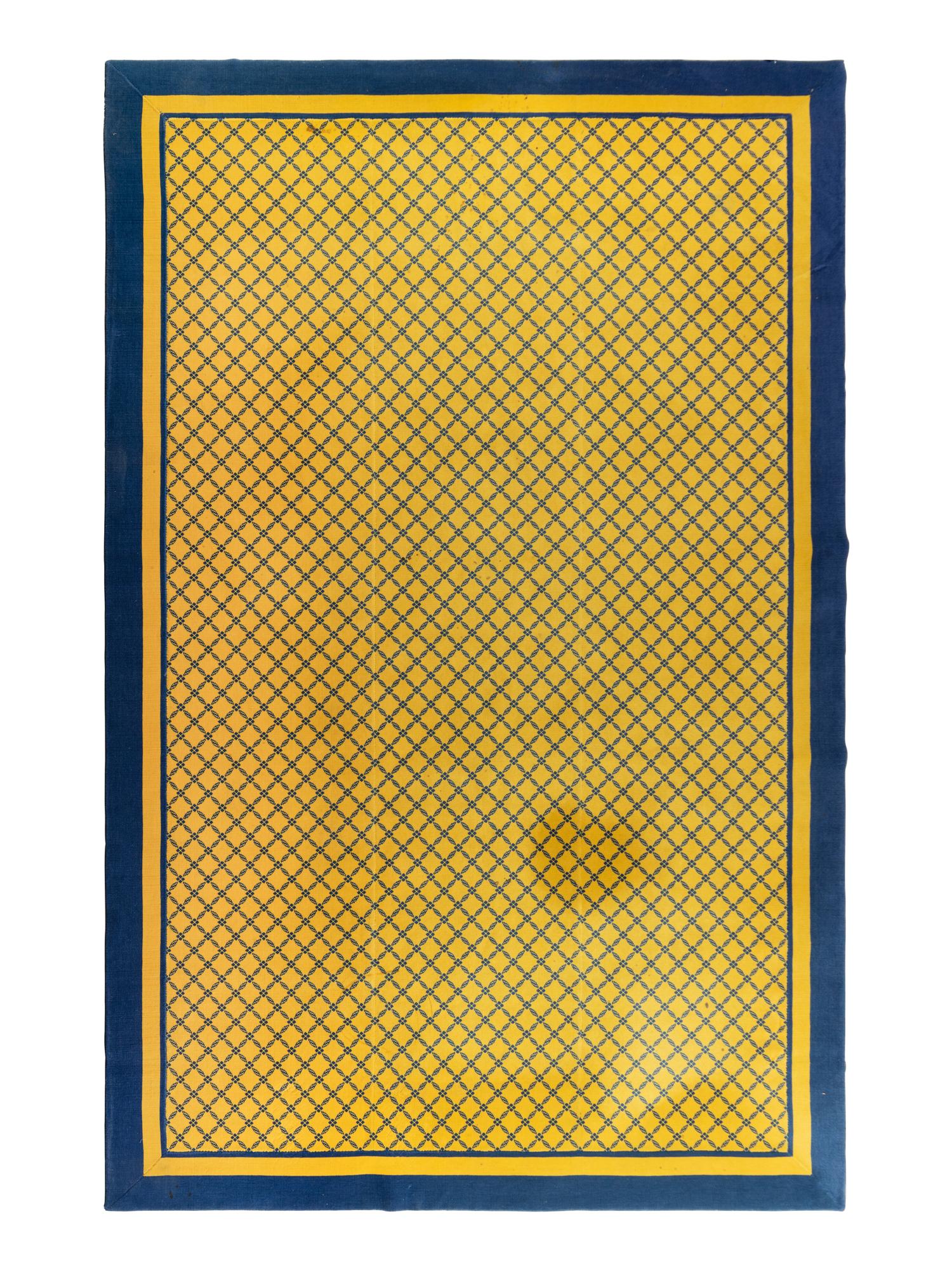 A Modern Blue and Yellow Wool Rug