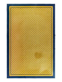 A Modern Blue and Yellow Wool Rug