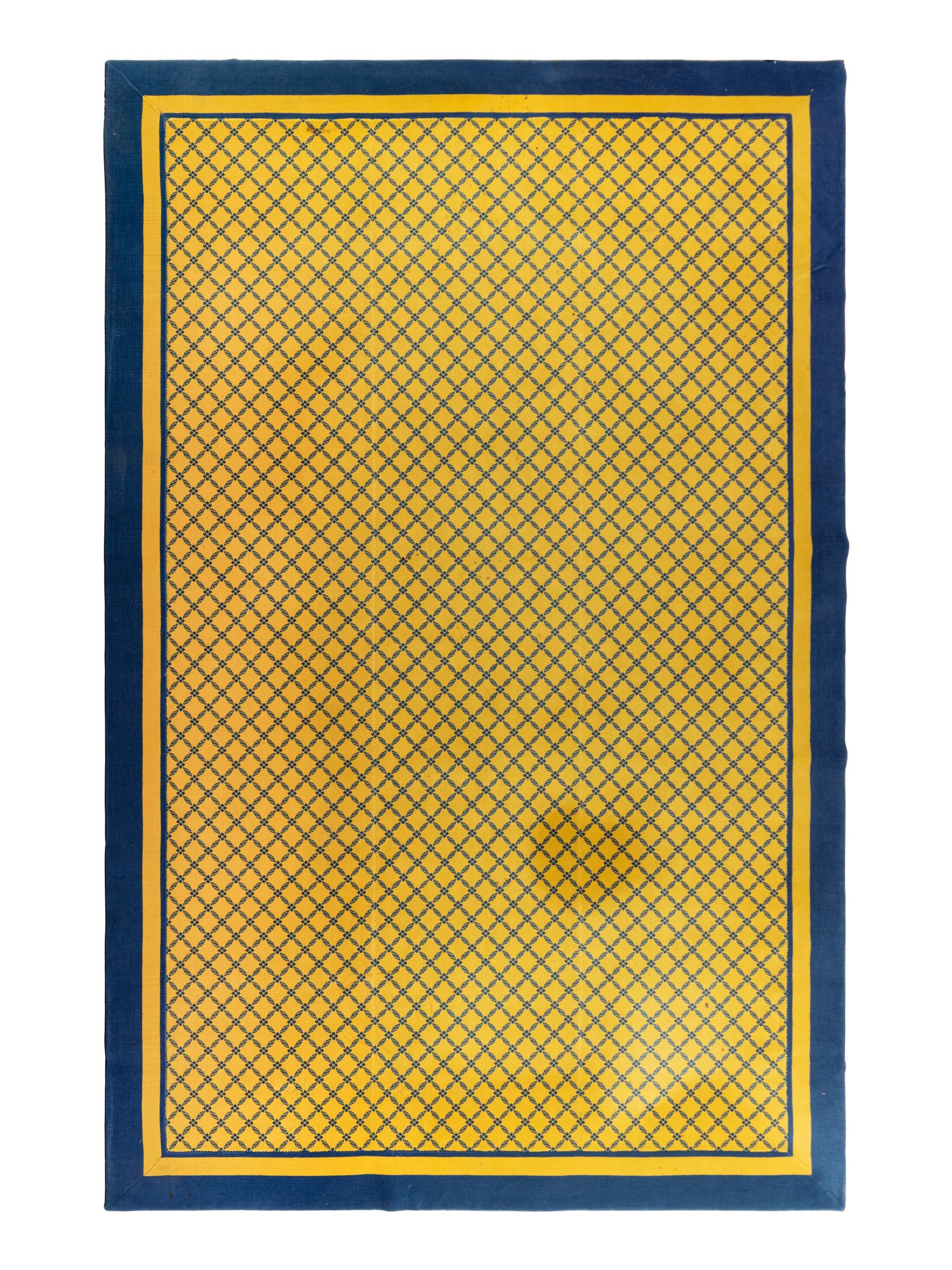 A Modern Blue and Yellow Wool Rug