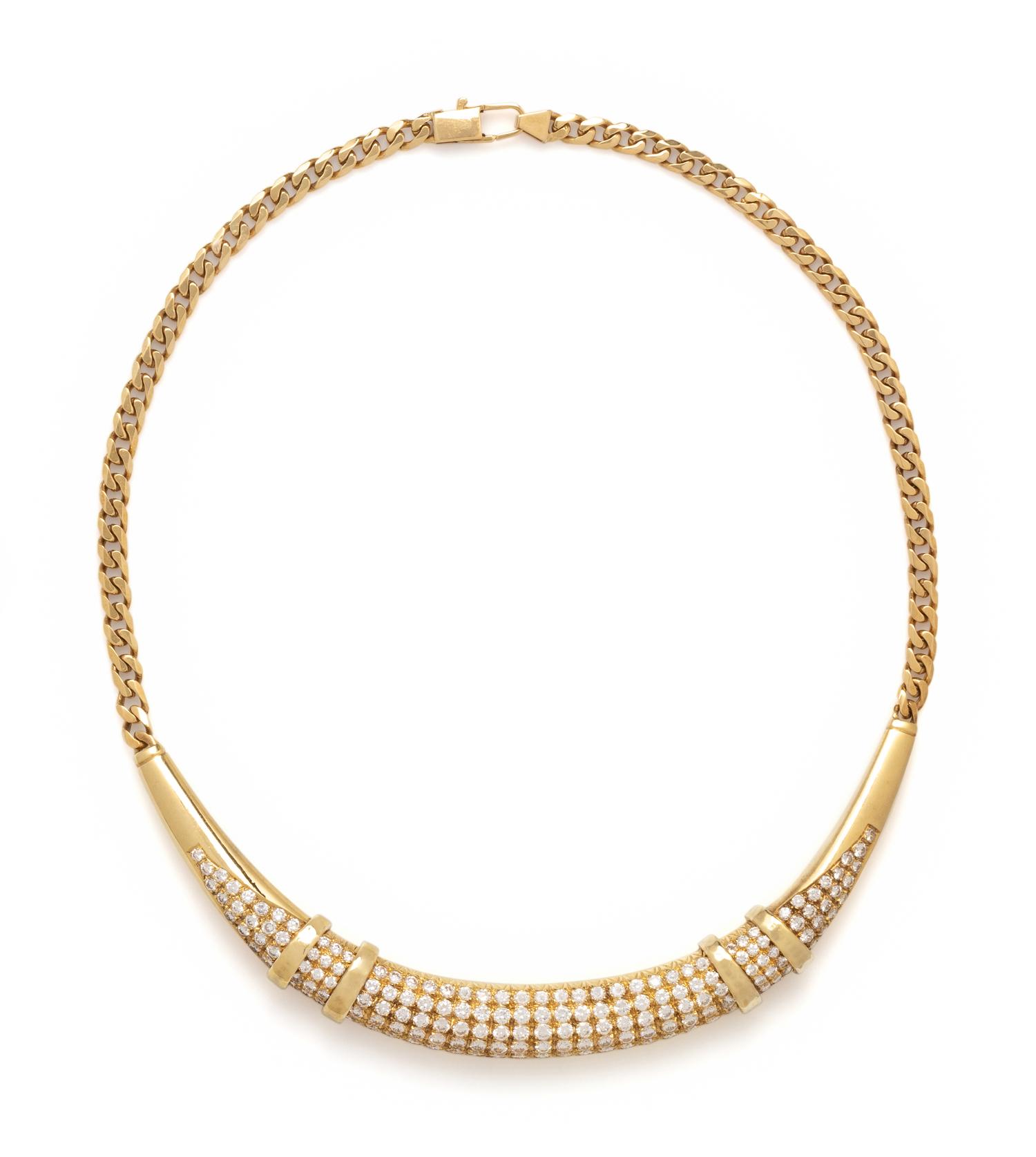 YELLOW GOLD AND DIAMOND NECKLACE