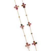 YELLOW GOLD, TOURMALINE AND COLORED DIAMOND NECKLACE