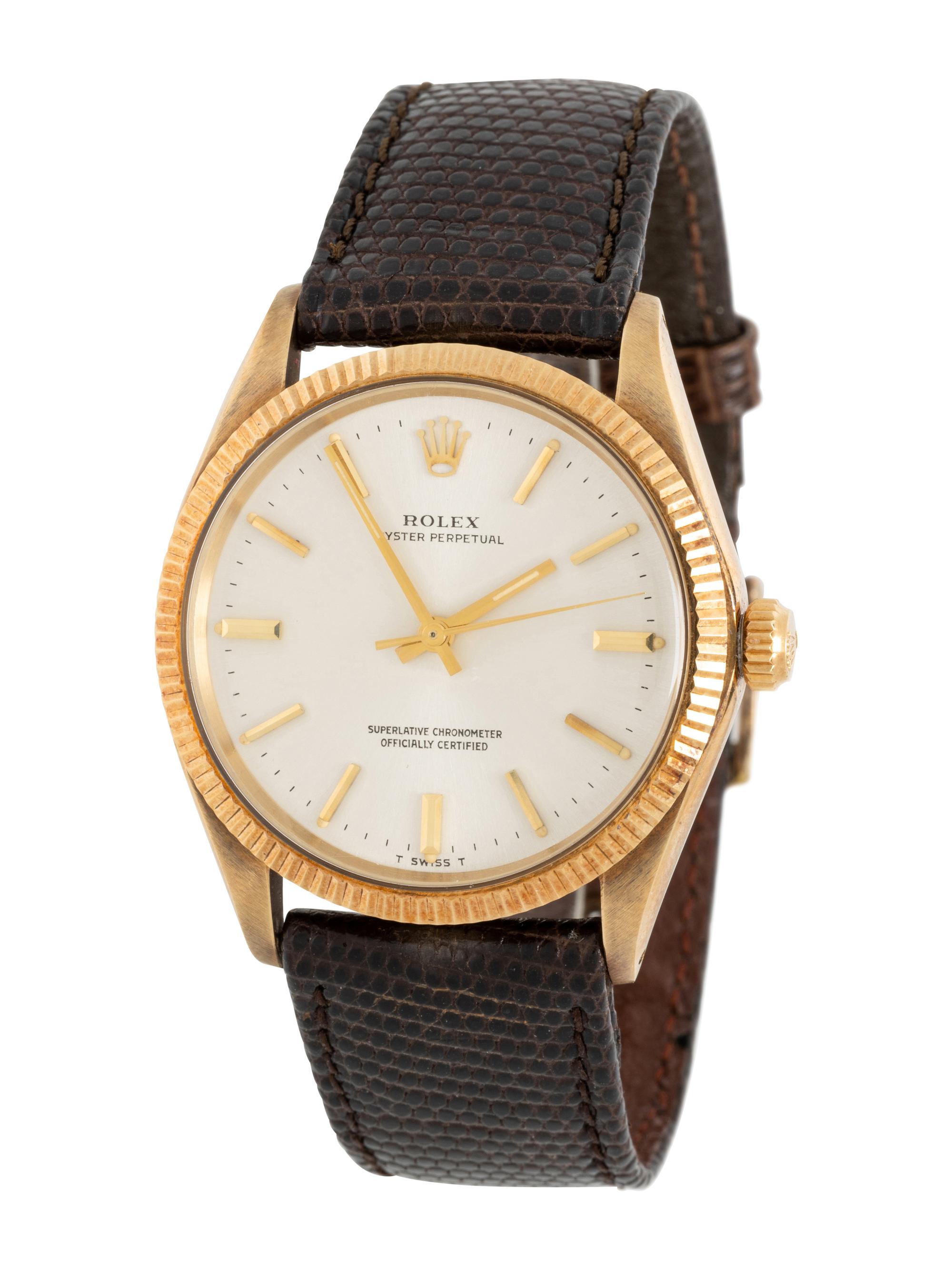 ROLEX, REF. 1005 14K YELLOW GOLD 'OYSTER PERPETUAL' WATCH WITH ROLEX BUCKLE