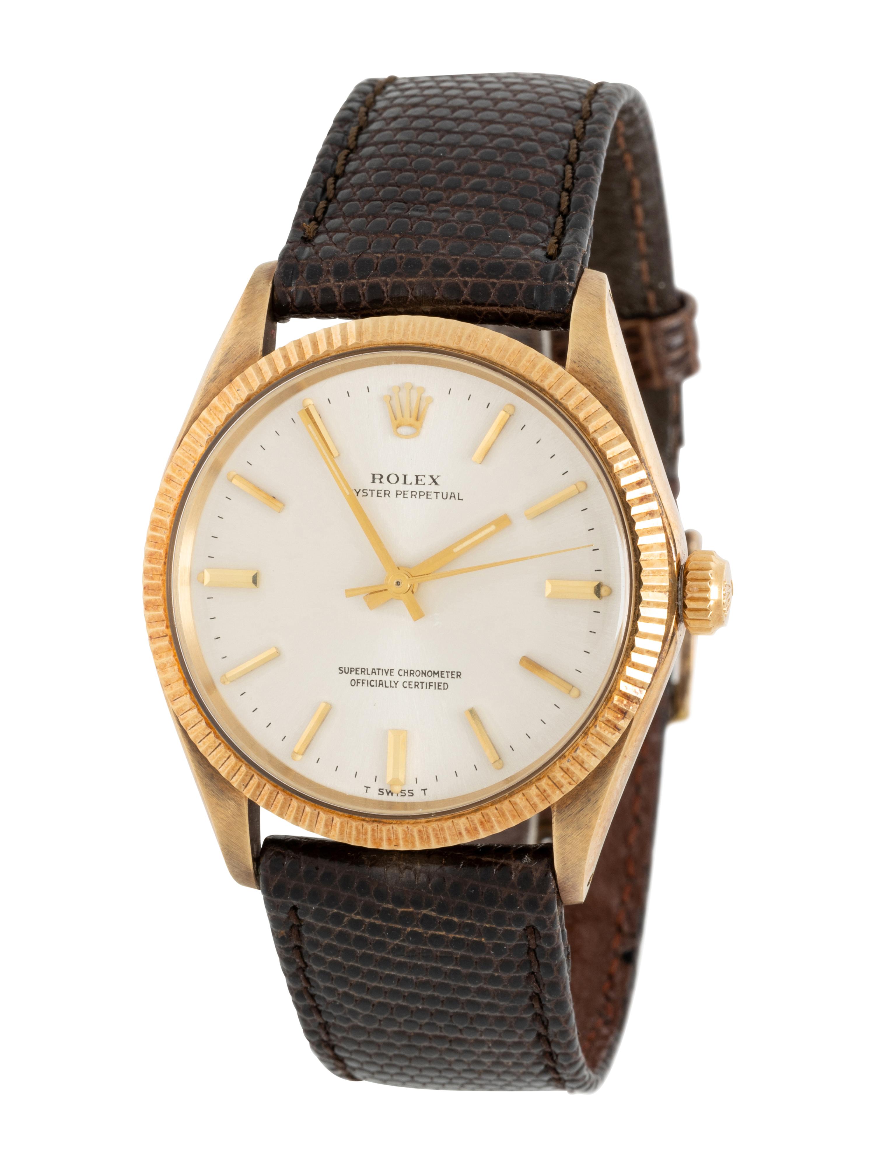 ROLEX, REF. 1005 14K YELLOW GOLD 'OYSTER PERPETUAL' WATCH WITH ROLEX BUCKLE