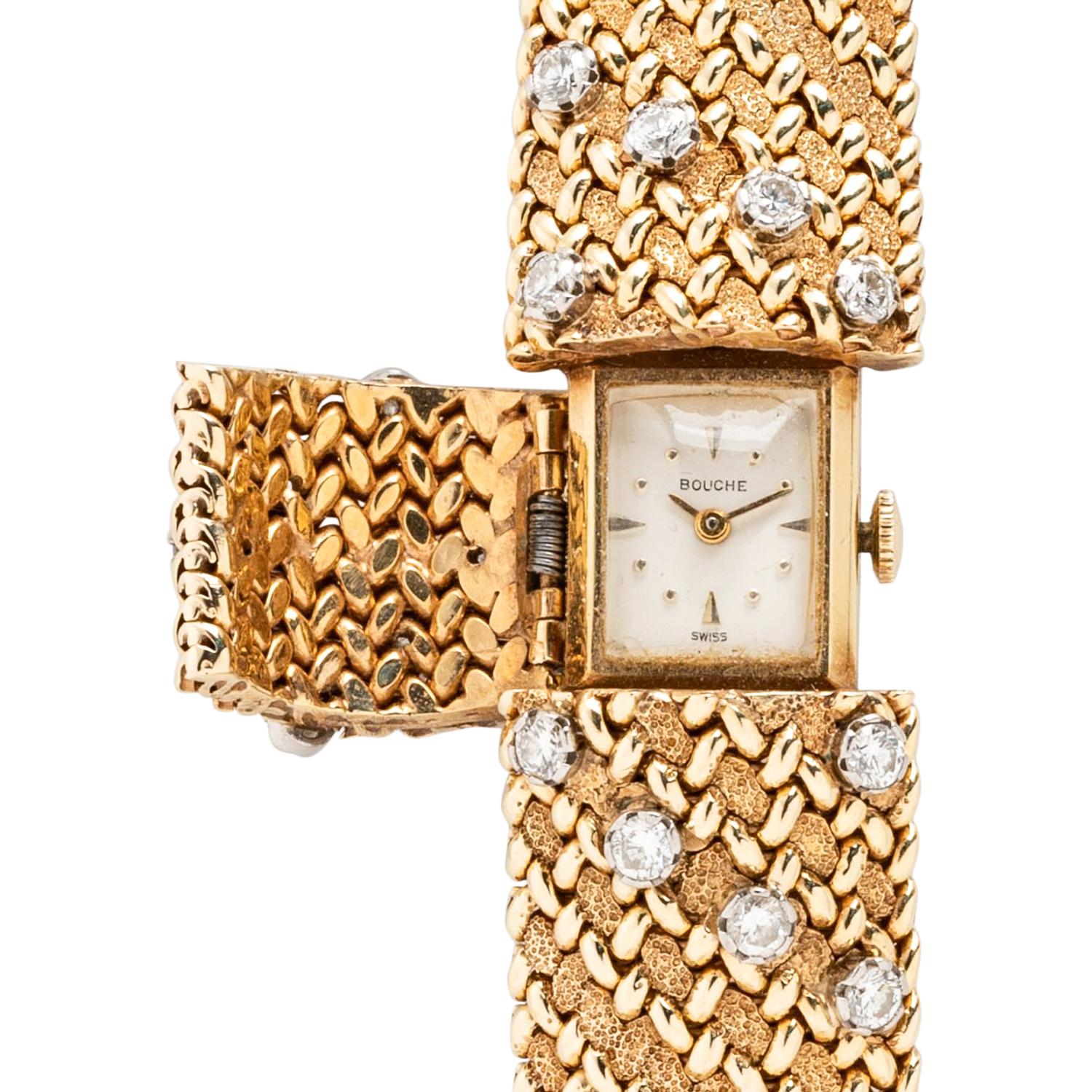 BOUCHE, YELLOW GOLD AND DIAMOND SURPRISE WATCH
