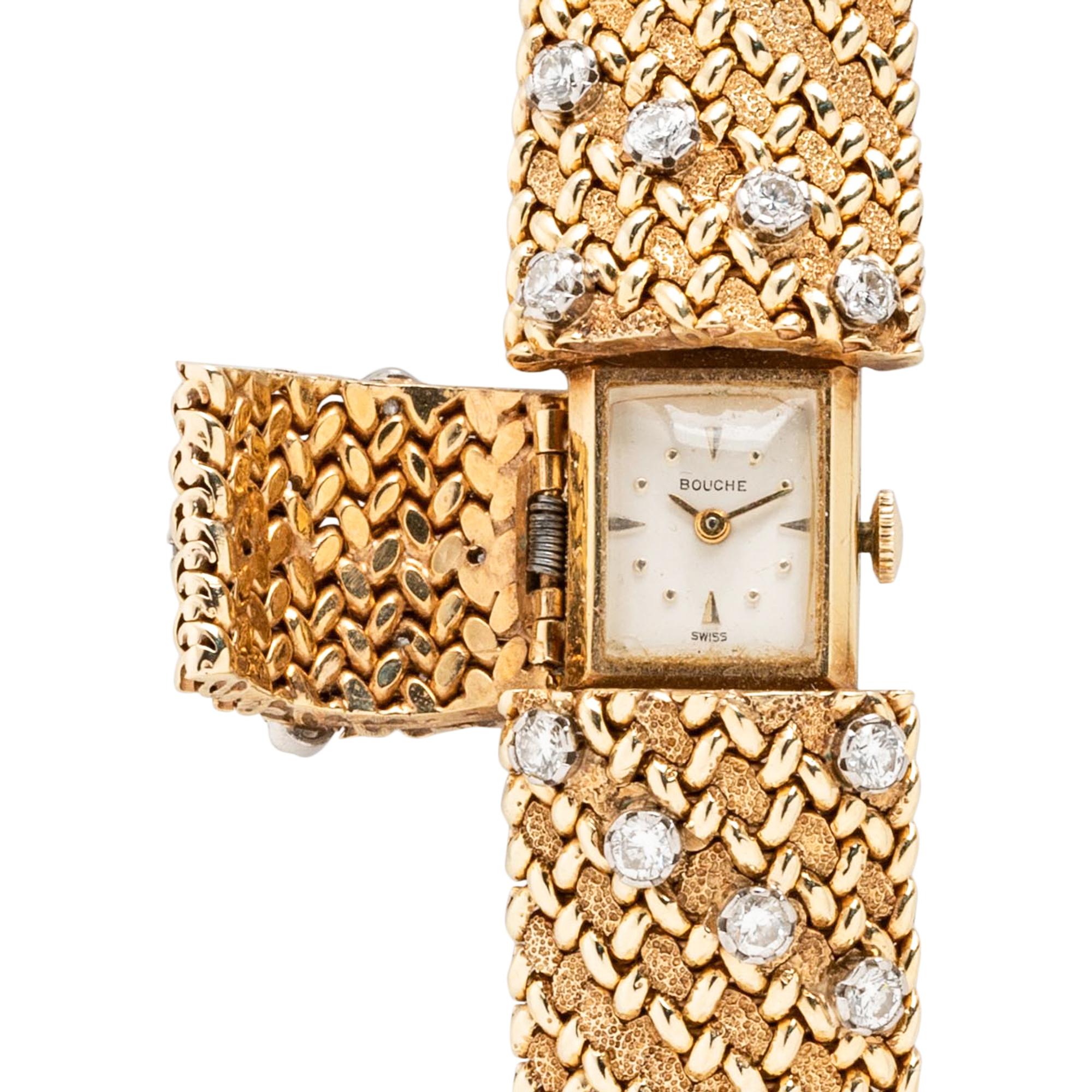 BOUCHE, YELLOW GOLD AND DIAMOND SURPRISE WATCH