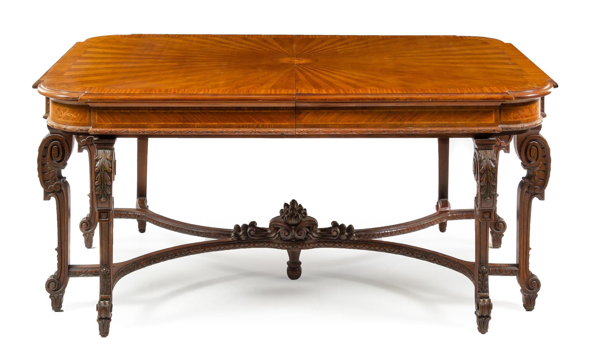 A Louis XVI Style Marquetry Dining Table Height 32 x width 69 x depth 43 1/2 inches. — ITALY, FIRST HALF 20TH CENTURY