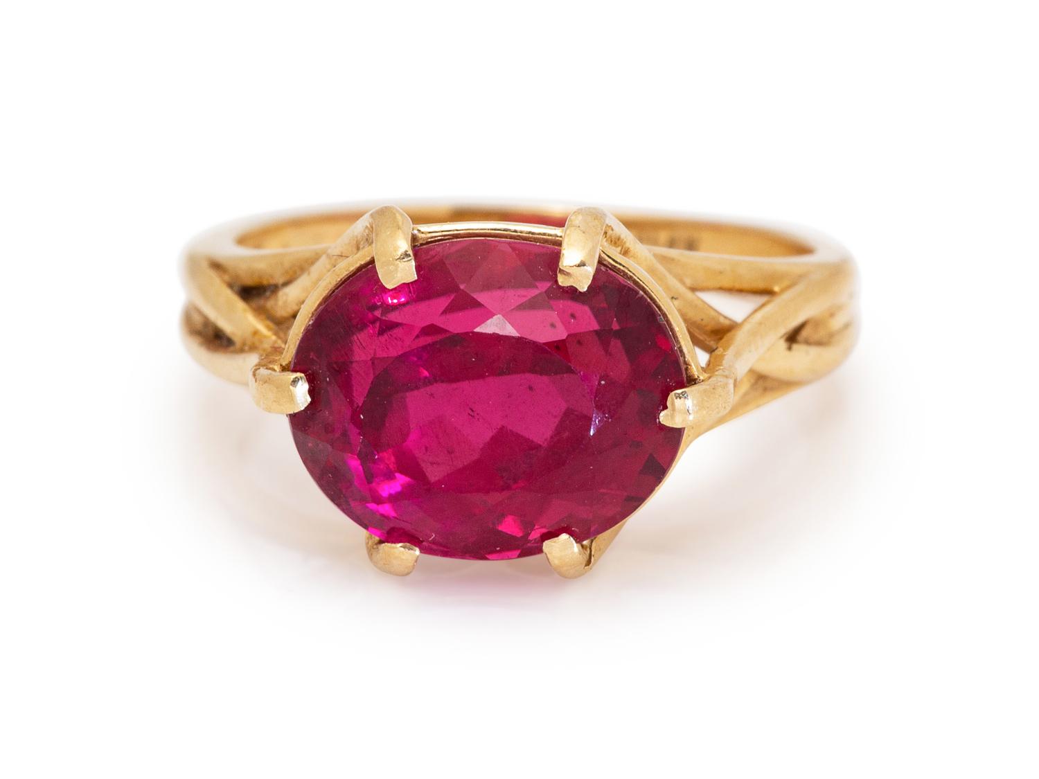 A 14 Karat Yellow Gold Tourmaline Ring,