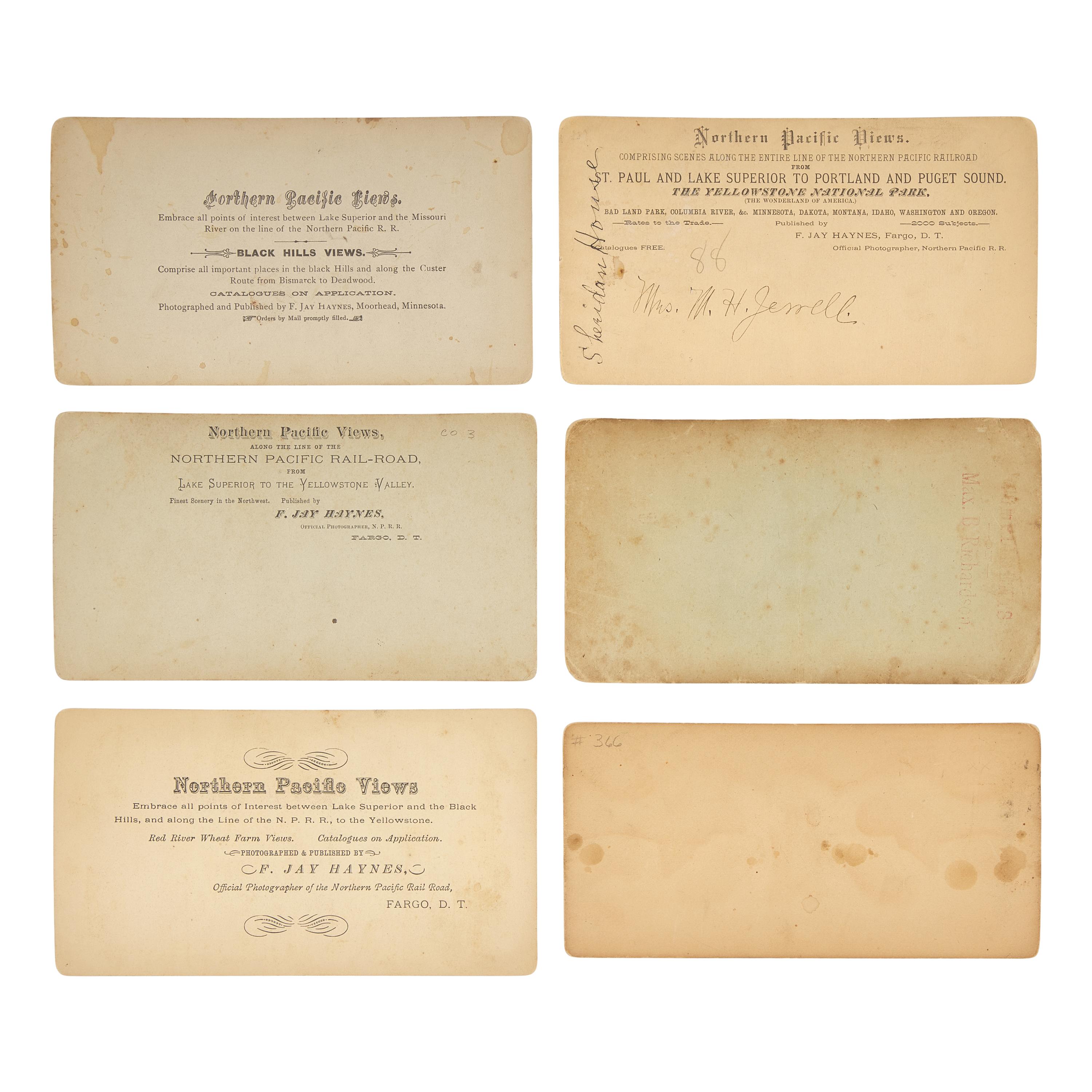 [Americana] Haynes, F. Jay. Group of 6 stereoviews documenting Villard's "Golden Spike" Excursion