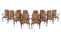 A Set of Twelve Queen Anne Style Mahogany Armchairs