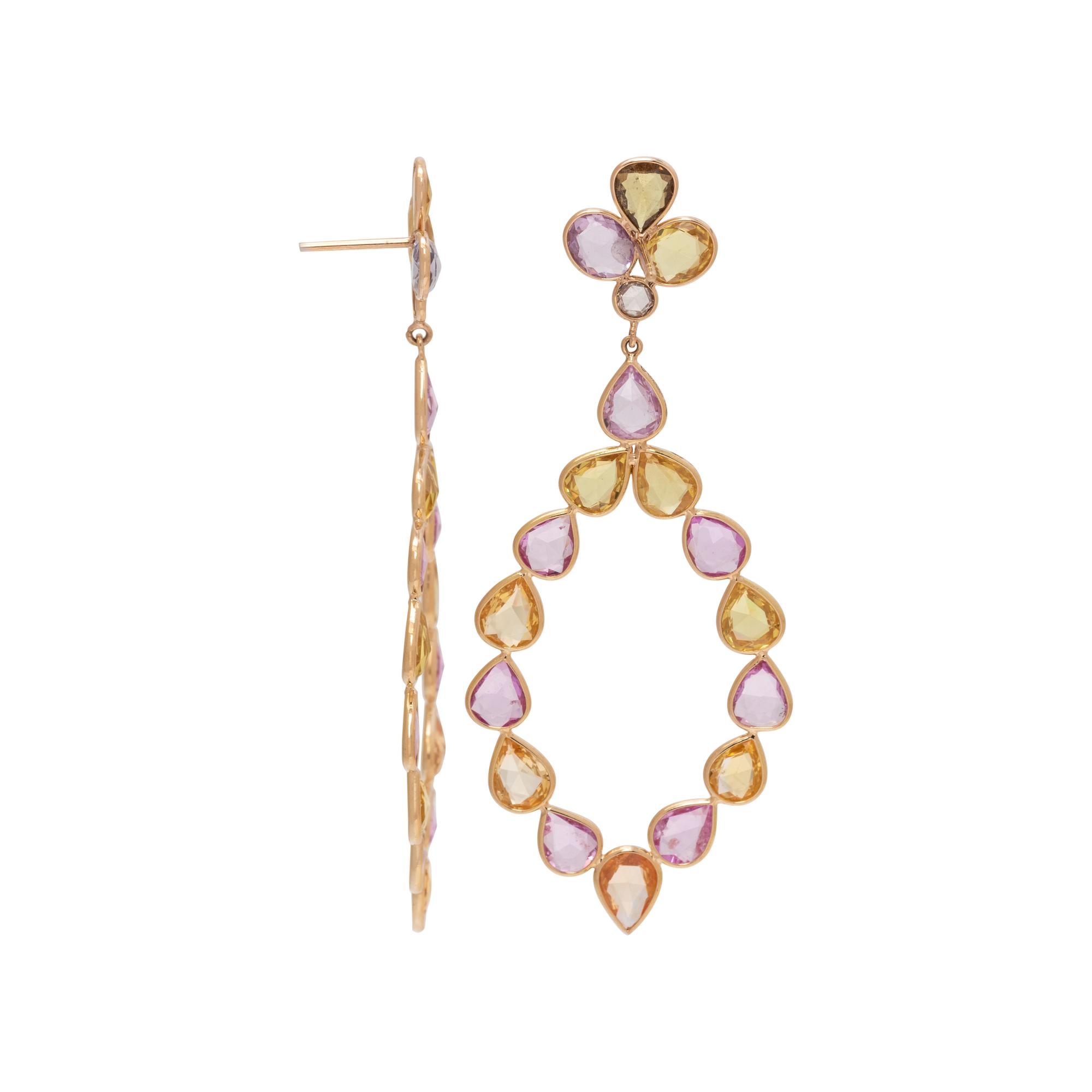 MULTICOLOR SAPPHIRE AND DIAMOND EARRINGS