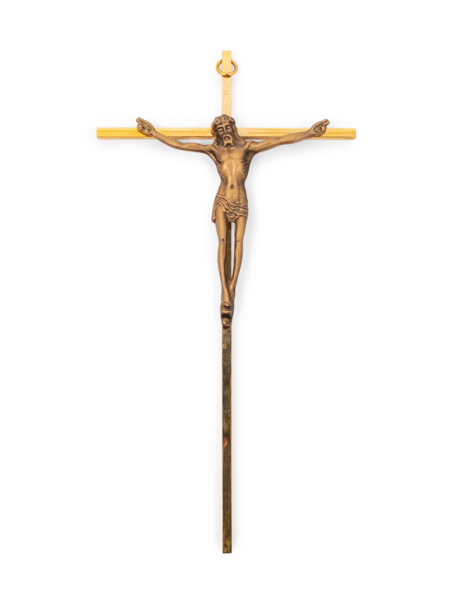 A Continental Bisque Porcelain Mounted Ebonized Crucifix