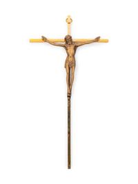 A Continental Bisque Porcelain Mounted Ebonized Crucifix