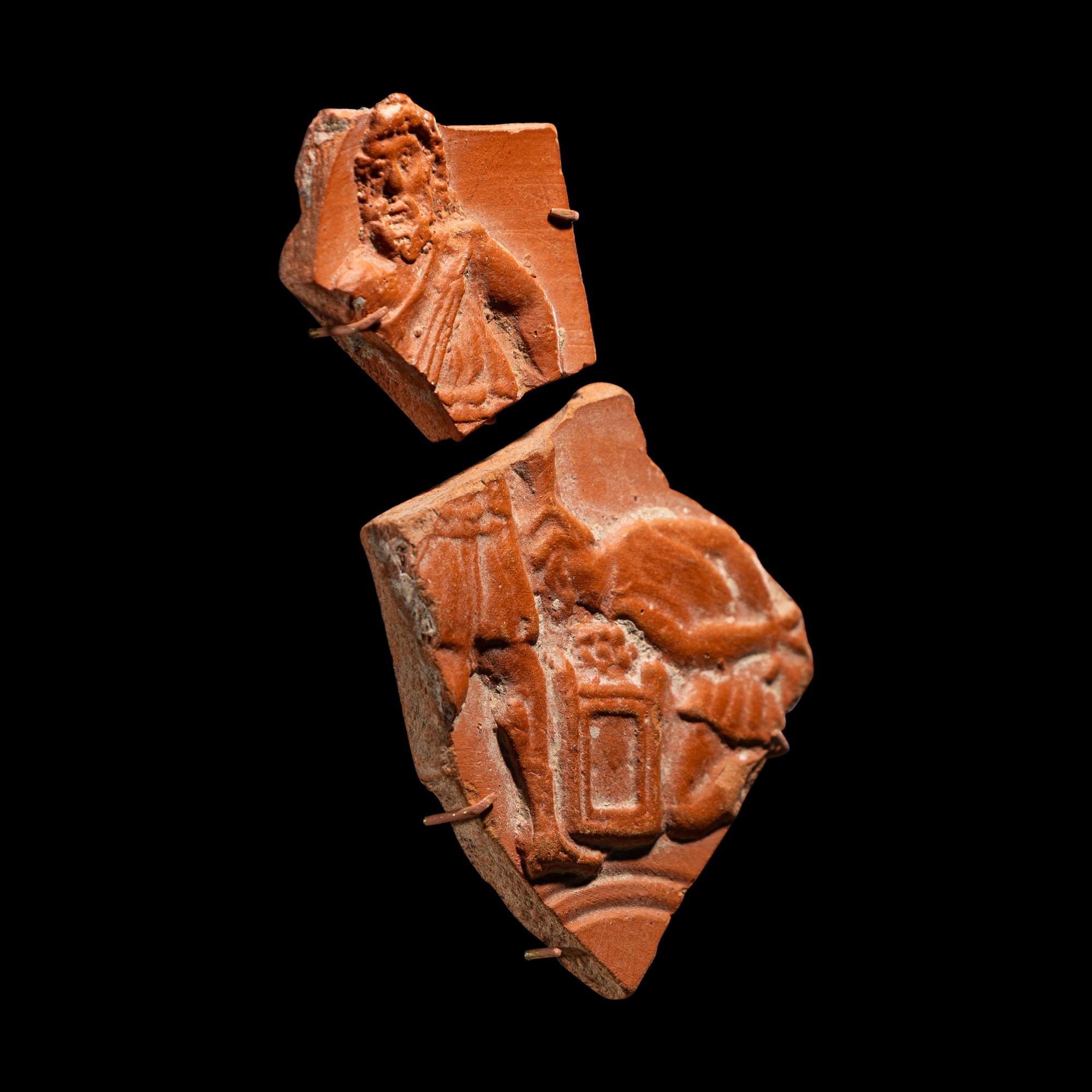 Two Roman Red-Ware Fragments with Sacrifice of Isaac