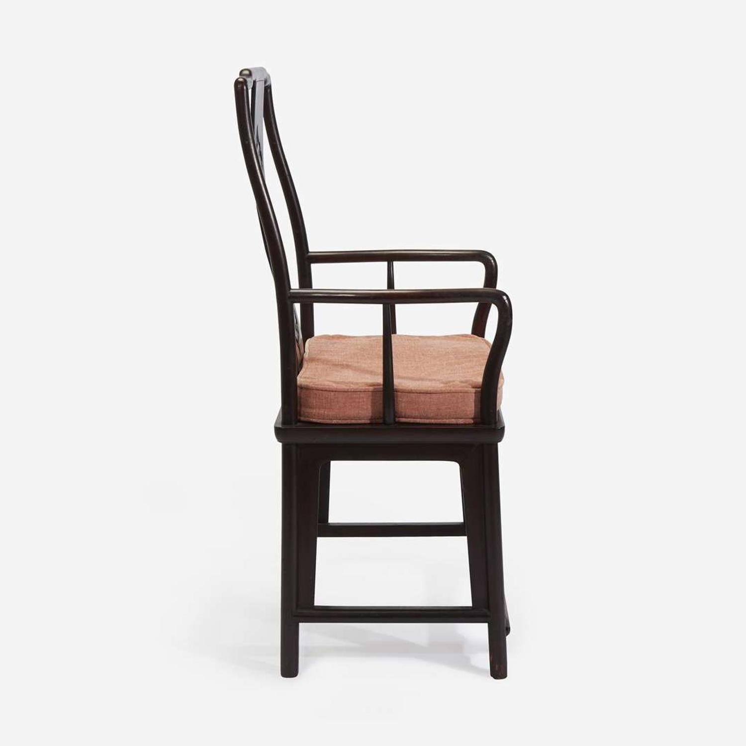 A Chinese lacquered hardwood southern official's hat armchair, possibly huanghuali 黑漆南官帽椅 或黄花梨 18th/19th century ???????