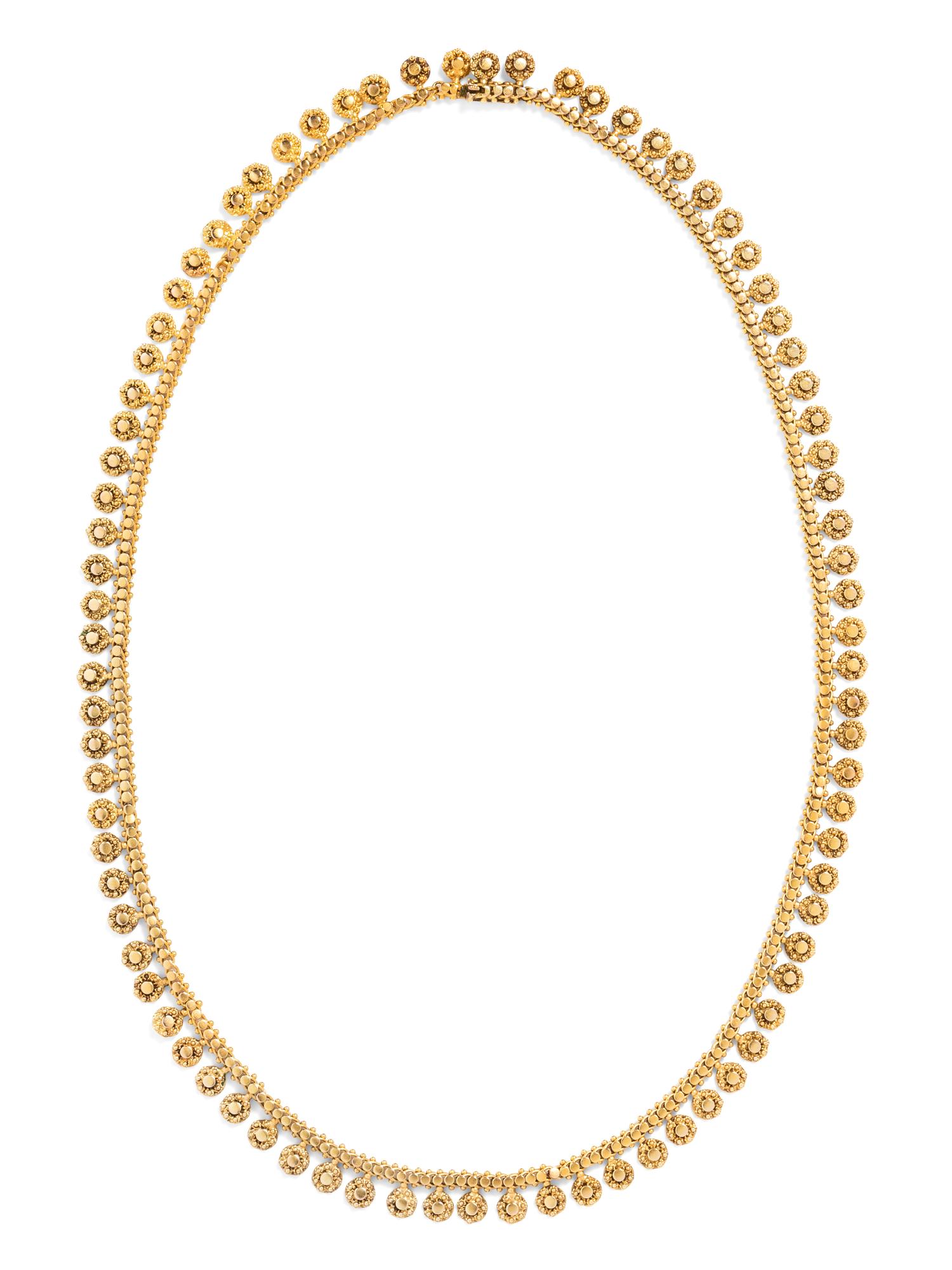 A Yellow Gold Fringe Necklace,