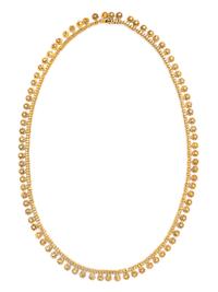 A Yellow Gold Fringe Necklace,