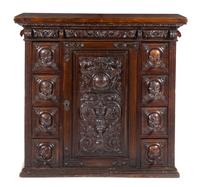 An Italian Walnut Cabinet Height 45 7/8 x width 48 1/4 x depth 16 5/8 inches. — 19TH CENTURY