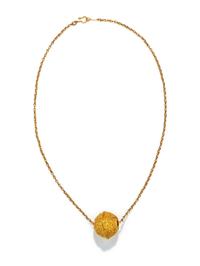 A Greek Gold Necklace with a Filigree Bead