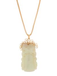 YELLOW GOLD AND JADE PENDANT/NECKLACE