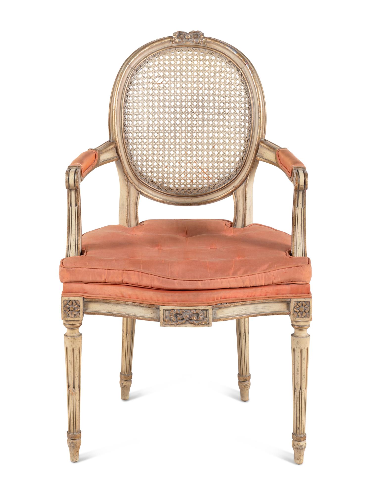 A Venetian Style Painted and Parcel-Gilt Slant-Front Bureau and Matching Hanging Vitrine
