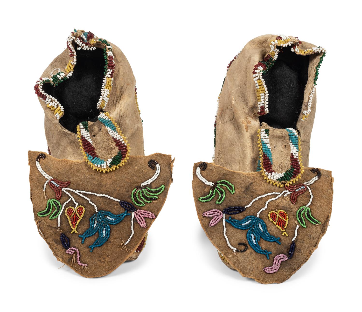 Apache Beaded Hide Moccasins PLUS A Pair of Plateau Vamps