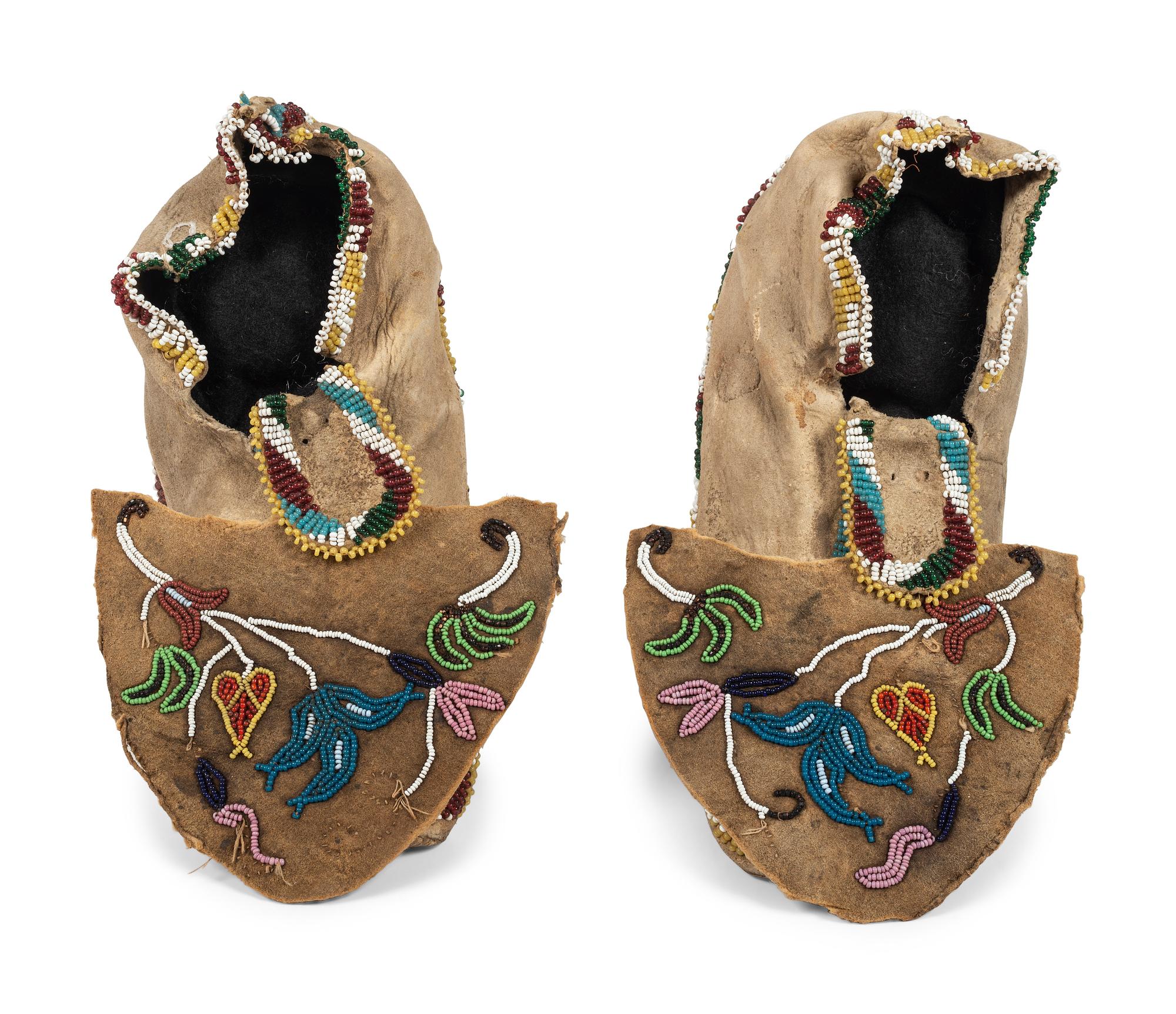 Apache Beaded Hide Moccasins PLUS A Pair of Plateau Vamps