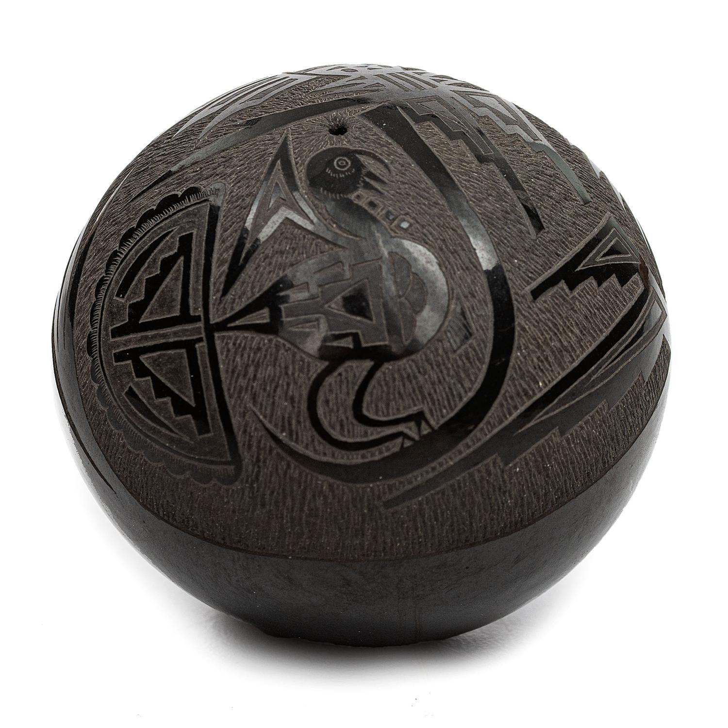 Sgraffito Blackware Seed Jar