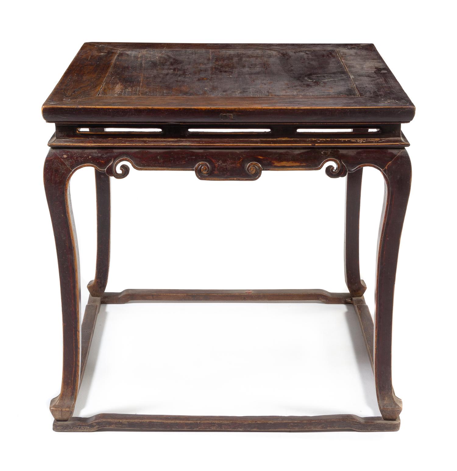 A Chinese Hardwood Square Table, Gongzhuo Height 33 1/4 x width 35 x depth 35 inches. — 19TH CENTURY