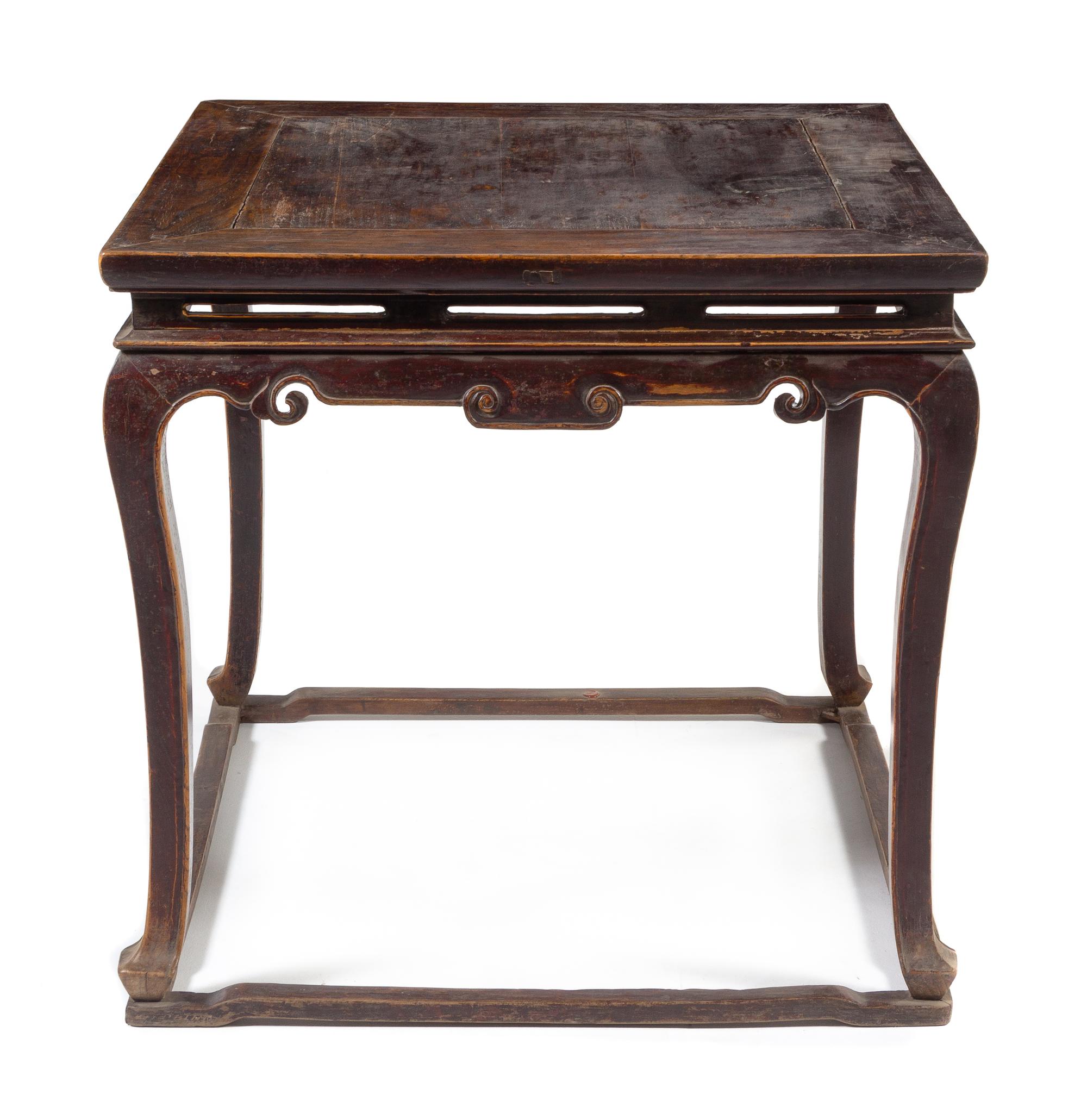 A Chinese Hardwood Square Table, Gongzhuo Height 33 1/4 x width 35 x depth 35 inches. — 19TH CENTURY